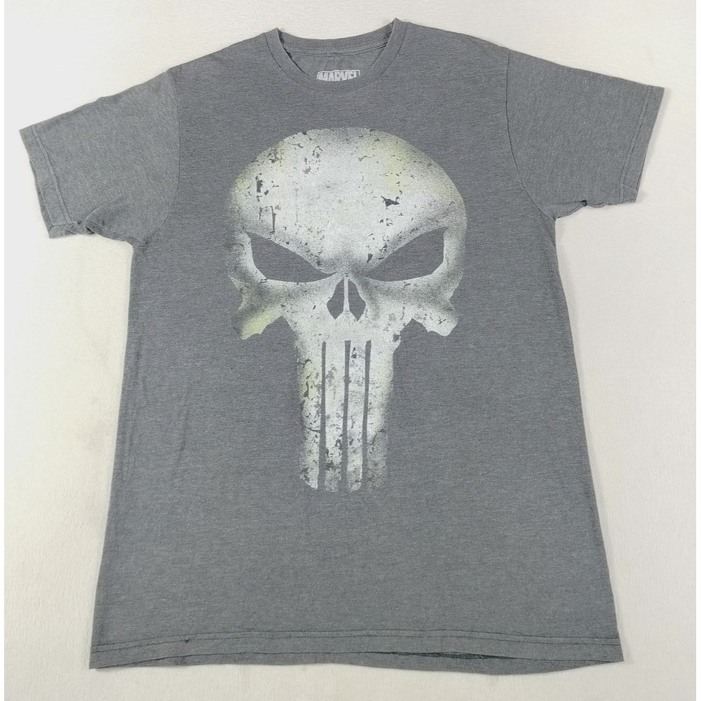 Marvel Punisher T Shirt Mens Medium Gray Skull Graphic Tee Superhero Tagless